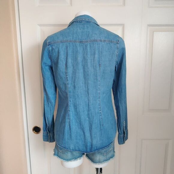 Universal Thread chambray snap button cotton shirt sz S - Picture 3 of 6
